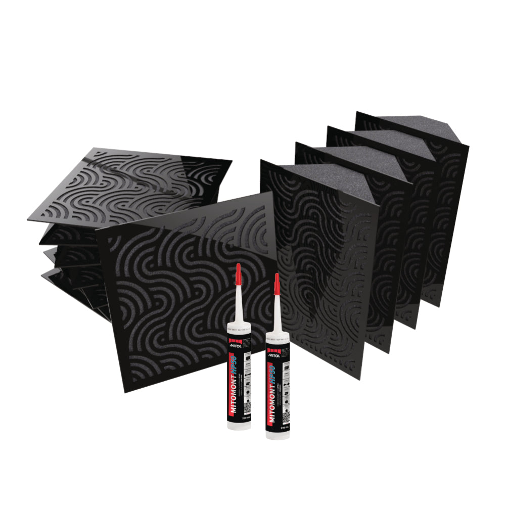 Sonic Absorption Difussor Acoustic panels Bundle - Black Gloss