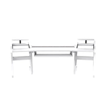 PRO LINE S Desk all White With Pullout & Speaker Shelves Bundle - front