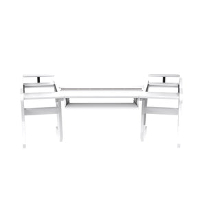 PRO LINE S Desk all White With Pullout & Speaker Shelves Bundle - front